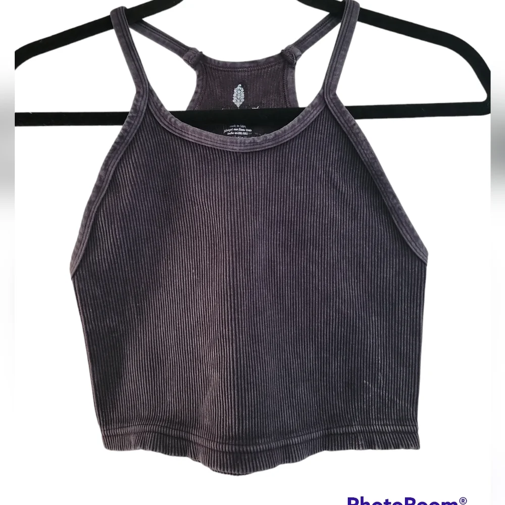 FP Movement by Free People Happiness Runs Crop Tank Washed Black Sz M/L - Picture 2 of 5